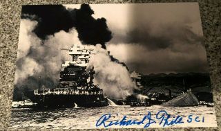Richard Thill Signed 6x4 Photo Wwii Uss Ward Pearl Harbor Survivor Usnr W/