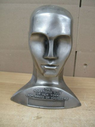 Rare Vintage The Advertising Club Of York Andy Award Of Trophy
