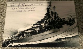 Van Harrison Signed 6x4 Photo Wwii Uss Tennessee Pearl Harbor Survivor W/