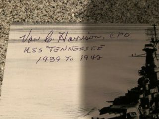 Van Harrison Signed 6x4 Photo WWII USS Tennessee Pearl Harbor Survivor w/ 3