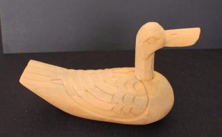 Vtg 1980 Arthur Court Designs Hand Carved Solid Wood Unpainted Mallard Duck 9 "