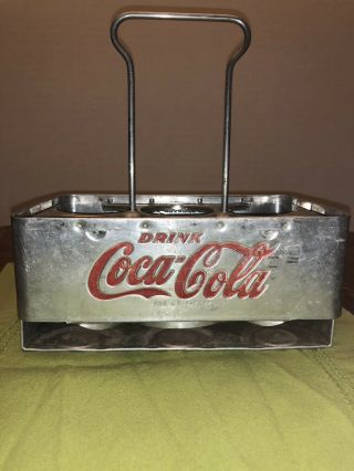 Vintage Drink Coca Cola 6 - Bottle Metal Aluminum Carrier - 1950s 2