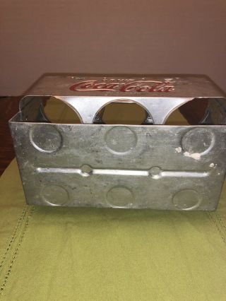 Vintage Drink Coca Cola 6 - Bottle Metal Aluminum Carrier - 1950s 3