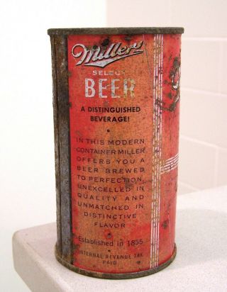 c.  1930s MILLER Select OI/IRTP flat top beer can from Milwaukee,  WI 4