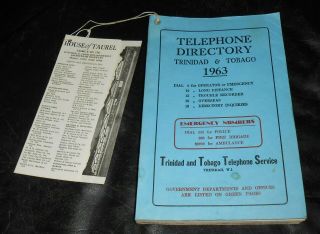 Vintage 1963 Telephone Directory Book Trinidad & Tobago West Indies Caribbean