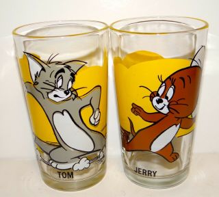 Vintage Tom & Jerry 5” Pepsi Glasses 1975 Mgm