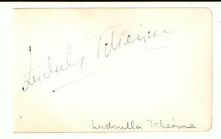 Ludmilla Tcherina French Prima Ballerina,  Actress And Author Signed Page