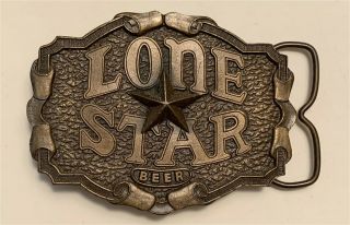 1970s Lone Star Beer San Antonio Texas Brass Belt Buckle & Bottle Opener N - 40 - 7