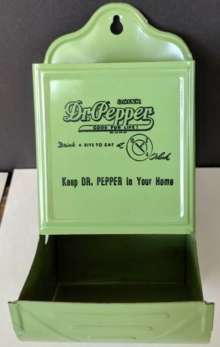 Dr.  Pepper Metal Match Holder Ex Cond 10 - 2 - 4 Drink A Bite To Eat Good For Life