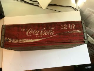 Vintage 1970 ' s 32oz Bottle WOODEN COCA - COLA / COKE HOLDER CASE / CRATE Coke Red 8