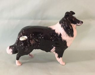 Vintage Beswick Border Collie Dog Figurine,  W Label And Stamped