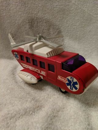 Vintage Pressed Steel Buddy L Red Rescue Copter Helicopter - Toy