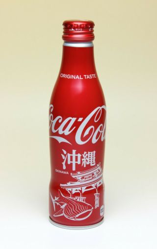 Coca Cola Okinawa City Design Red Slim Aluminum Full Bottle Japan