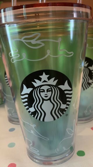 Starbucks 2019 Rainbow Easter Bunny Cold Cup Tumbler Limited Edition 16 Oz