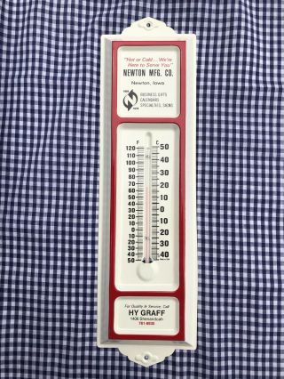 Vintage Metal Advertising Thermometer Newton Mfg Co Newton Iowa Nos