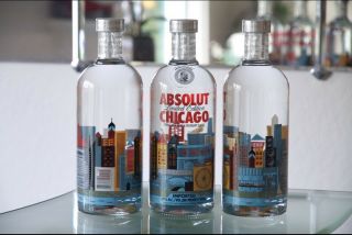 Absolut Vodka Chicago Limited Edition Empty Bottle Liquor Cool Colorful