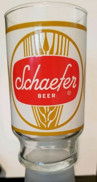 Vintage 1976 Schaefer Beer Glass Rare Shape Three Logo