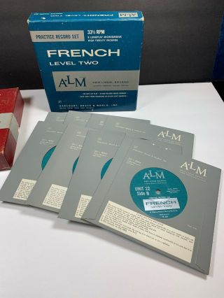ALM FRENCH LEVEL ONE And TWO - Practice Record Set - 33 1/3 RPM LP 22 RECORDS 3