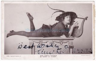Early Pantomime.  Simeta Marsden As Pekoe In Aladdin.  Signed Postcard