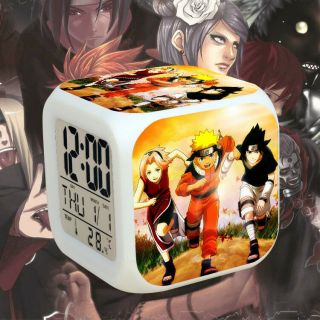 Anime Naruto Digital Glowing Alarm Clock 7 Colorful Led Decor Creative Gifts