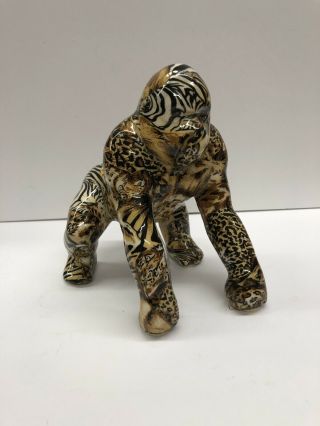 La Vie Safari African Patchwork Gorilla Ape Figurine 7 X 7.  5 X 4