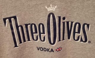 Cool Three Olives Vodka Tee W/ British Flag & Crown Gray T Shirt Size Large L