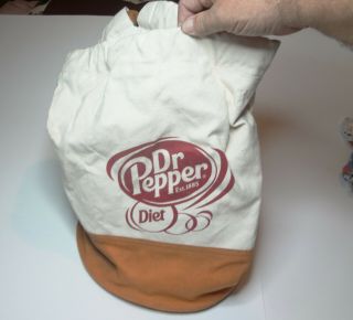 Diet Dr Pepper Soda Color White / Tan Canvas Backpack Bag 15 " Tall 13 " Wide