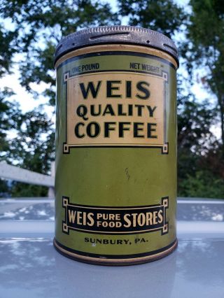 Vintage Advertising Coffee Can Weis Quality Pure Food Markets Sunbury Pa