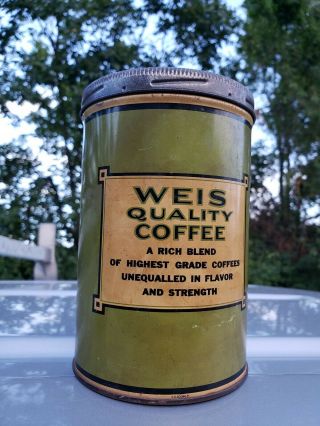 Vintage Advertising Coffee Can Weis Quality Pure Food Markets Sunbury Pa 2