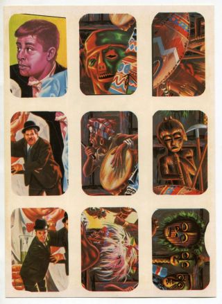 Old Candy Premium - Diecut Sticker Sheet: Jerry Lewis,  Laurel & Hardy,  Natives