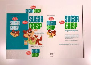 Vintage 1967 Post Sugar Crisp Snack Size Cereal Box Wrap Kids Food