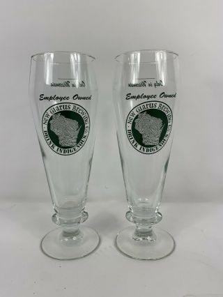 Two Glarus Brewing Tall Craft Beer Glasses 9” Tall Employee Owned Wisconsin