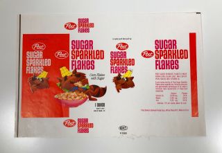 Vintage 1967 Post Sugar Sparkled Flakes Snack Size Cereal Box Wrap