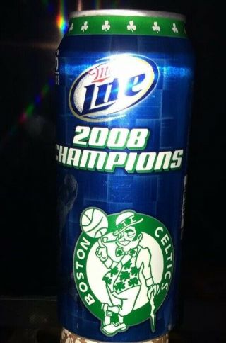 2008 Miller Lite Boston Celtics Nba Champions 16 Oz Beer Can Full