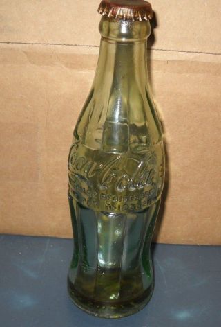 Embossed Coca Cola Coke Green Glass Bottle & Cap 6 Fl Oz Both Detroit Mich
