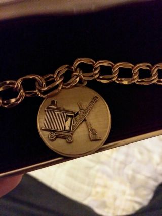 bucyrus erie Steam Shovel service award Gold Filled Charm Bracelet Milwaukee Wis 5