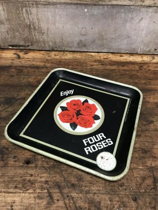 Rare Vintage Four Roses Bourbon Whiskey Scotch Serving Beverage Bar Tray Sign