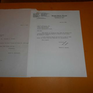 Edward M.  Kennedy Us Senator Hand Signed 8 X 10.  5 Letter 1969
