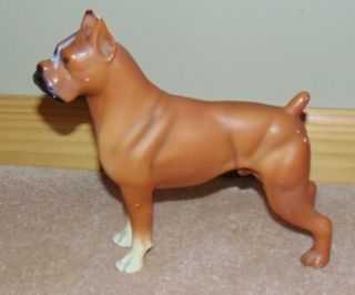Vintage Plastic Fawn Boxer Dog Figure Toy 8 1/2 " X 9 " Unmarked Large