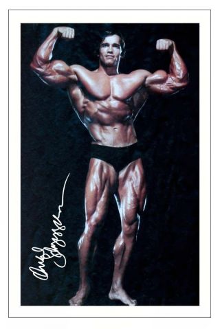 Arnold Schwarzenegger Young Body Builder Signed Photo Print Autograph Poster