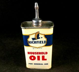 Richfield Household Oil Handy Oiler Lead Top Rare Advertising Gas Oil Tin Can