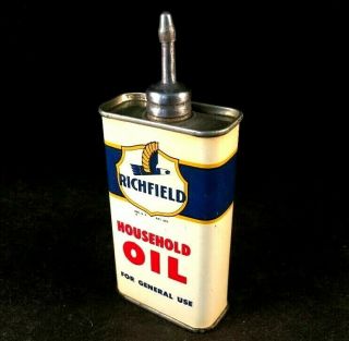 RICHFIELD HOUSEHOLD OIL HANDY OILER LEAD TOP Rare Advertising Gas Oil Tin Can 2