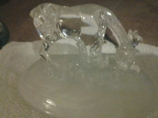Vintage Art Glass Mother And Baby Horses On Frosted Base Bacarett Crystal