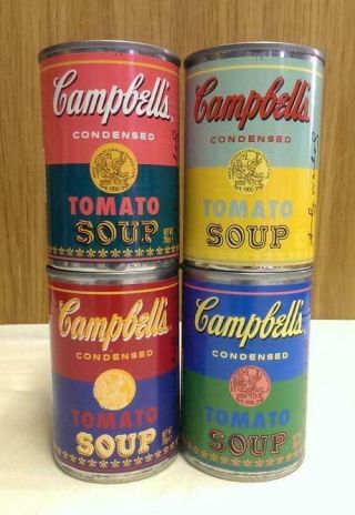 Set Of 4 Limited Edition Andy Warhol Campbells Soup Cans Pop Art