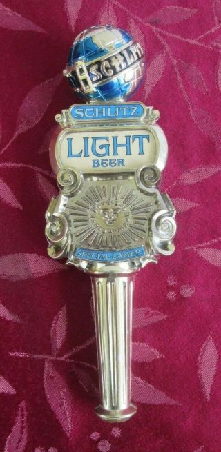 Rare Vintage 1976 Schlitz Light Beer Blue Globe Bar Tap Handle 9 " Tall