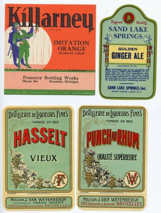 41 Assorted Liquor Wine Soda Food Labels Vintage 1940 