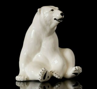 Polar Bear,  Porcelain Animal Statue,  Russian Art Hand Painted Miniature