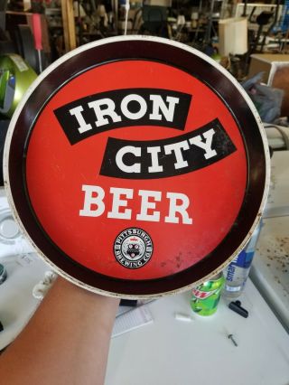 Vintage Iron City Metal Beer Tray 12 " Diameter