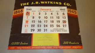 Vintage 1945 Advertising Calendar Watkins Liniment Fred Houston Lancaster Pa 2