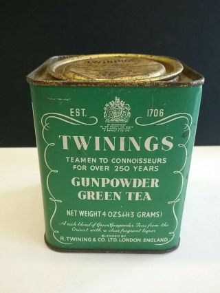 Vintage Twinings Gunpowder Green Tea Tin Canister 4 Oz.